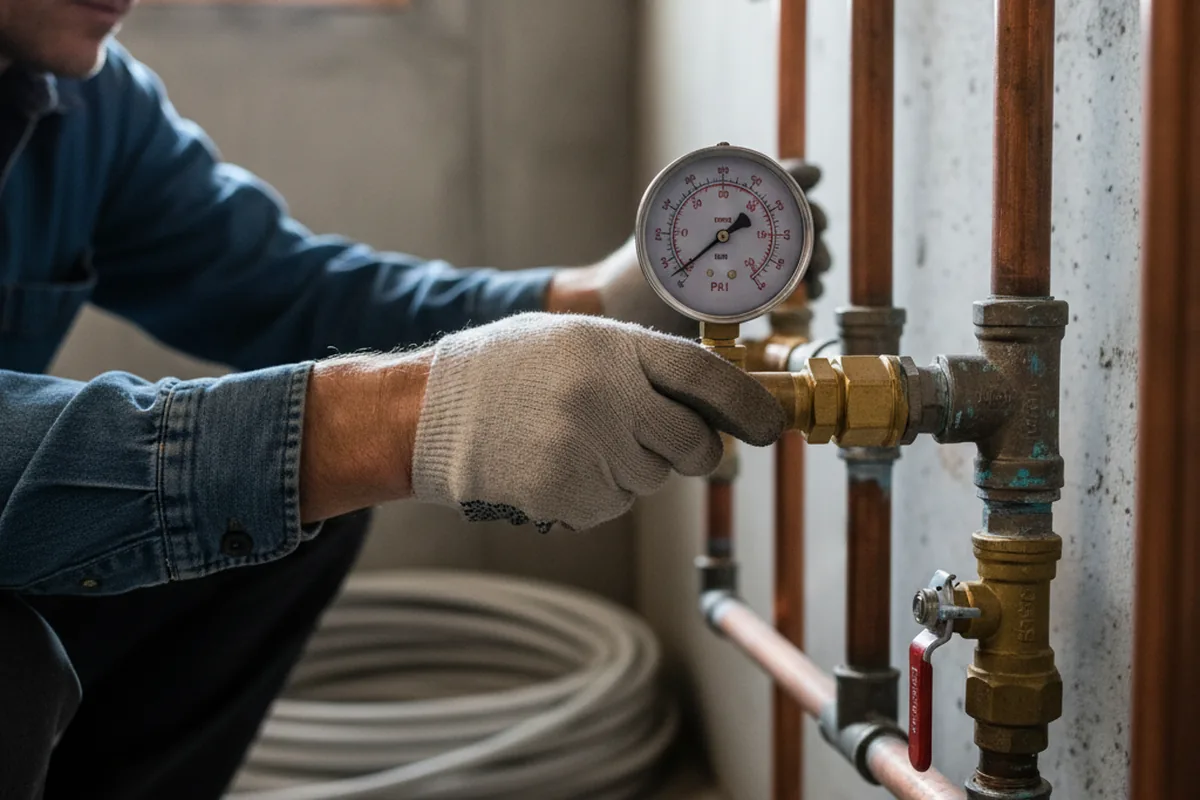 Pressure testing a repaired line during Water Line Repair in Marianna